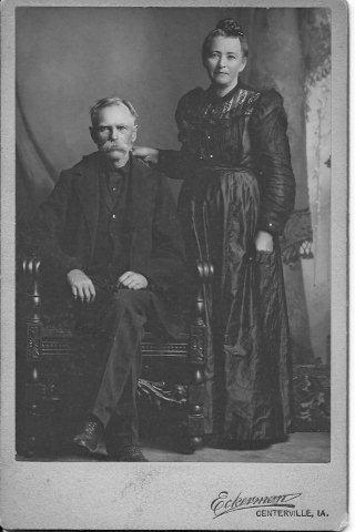 Unknown couple, taken at Eckerman Studio in Centerville, IA. CA 1890's? (Submitted by Mary Martin)